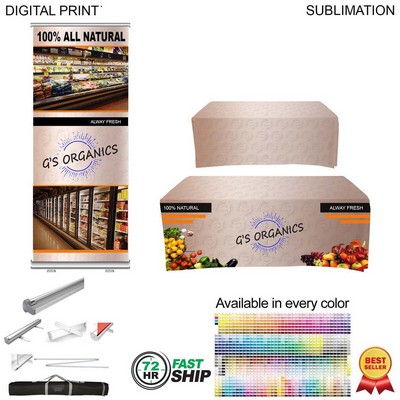 72 Hr Fast Ship - Tradeshow Package, Premium Retractable Banner + Sublimated Tablecloth