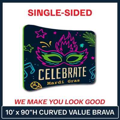 Value Brava | 10' x 90"H Curve Single-Sided Tension Fabric Display Kit w/ Soft Carry Case